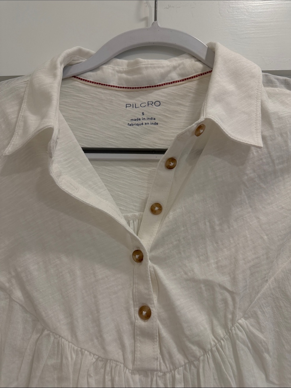 Pilcro White Ruffle Sleeve Button-Up Peplum Blouse - Picture 2 of 3